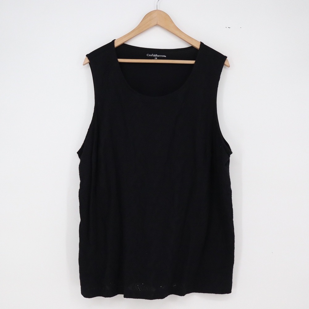Croft & Barrow Tank Top Women 2X Black Sleeveless Scoop Neck Excellent